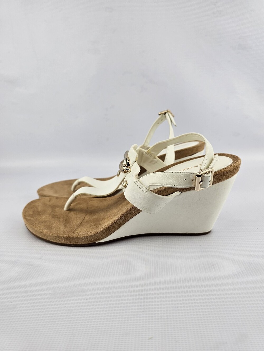 Alex Marie Burdette Thong Wedge Sandals White Women's Size 11 - Picture 3 of 8